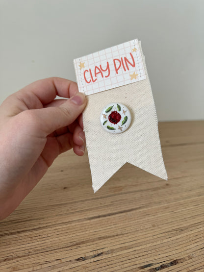 Clay Pin - Pomegranate