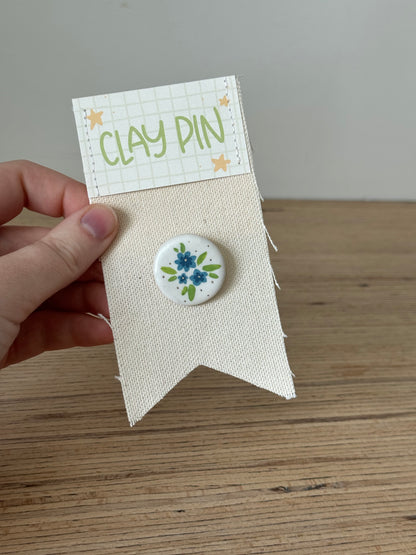 Clay Pin - Forget Me Nots