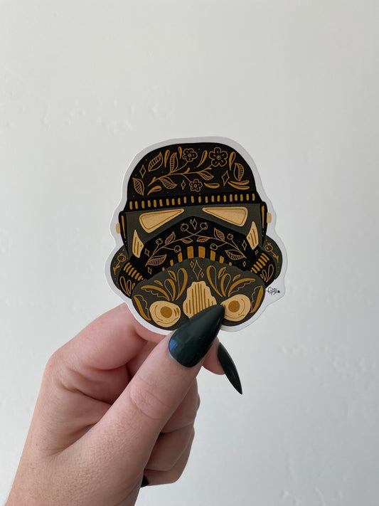 Black Ornate Stormtrooper Helmet Sticker