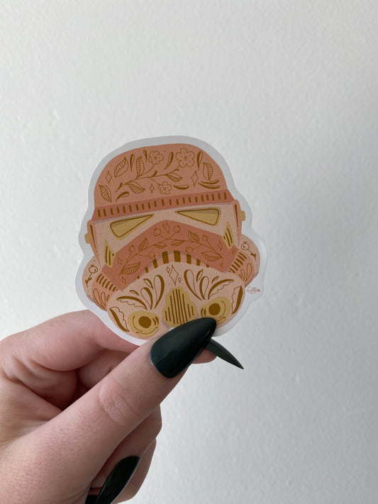 Pink Ornate Stormtrooper Helmet Sticker