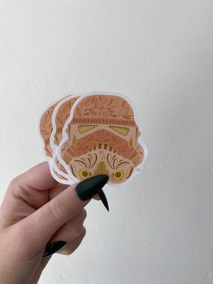 Pink Ornate Stormtrooper Helmet Sticker